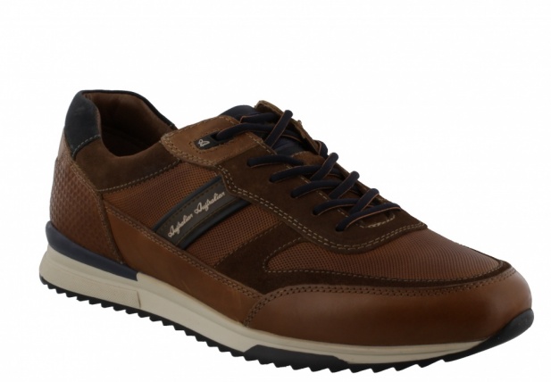 Australian Footwear Filmon Leather Trainers Cognac-Blue